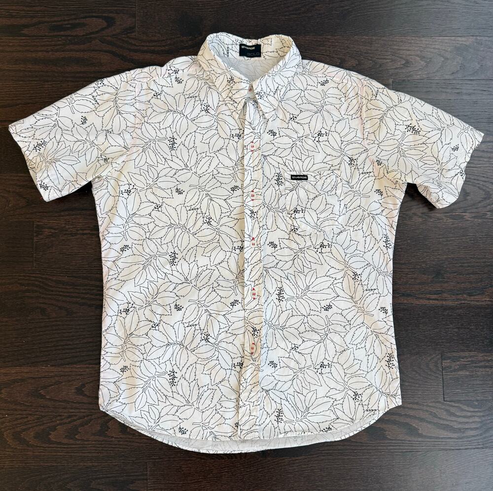 Vintage Energie Gold Y2K Botanical Leaf Line Art Short Sleeve Shirt